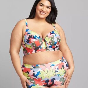 Cacique 2-Piece Underwire Bikini Top Dolphin Hem Swim‎ Short Women 44G and 28